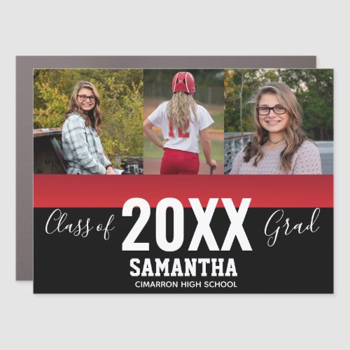 Class of 2021 Grad 3 Photo Collage Car Magnet