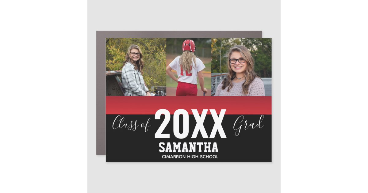 Class of 2021 Grad 3 Photo Collage Car Magnet | Zazzle