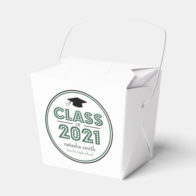 Class Of 2021 Graduation Favor Boxes (Emerald) (Front Side)