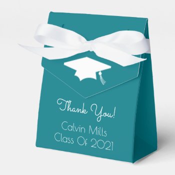 Class Of 2021 Graduation Favor Boxes (turquoise) by WindyCityStationery at Zazzle