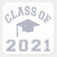 Class Of 2021 Graduation - Grey 2 Square Sticker