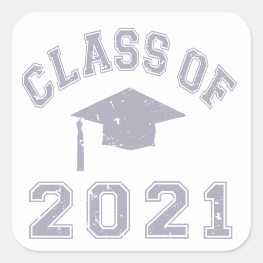 Class Of 2021 Graduation - Grey 2 Square Sticker | Zazzle.com