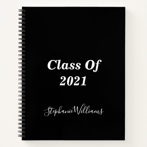 Class Of 2021 Graduation Monograms Black White Notebook