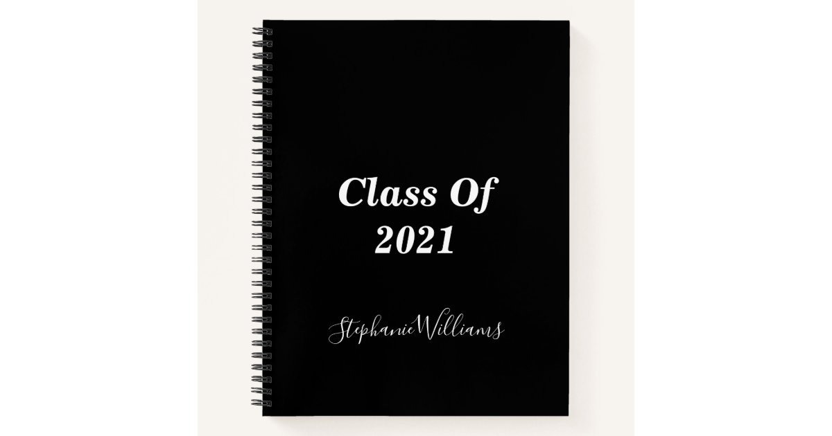 Class Of 2021 Graduation Monograms Black White Notebook | Zazzle