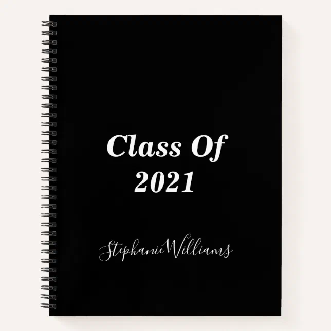 Class Of 2021 Graduation Monograms Black White Notebook | Zazzle