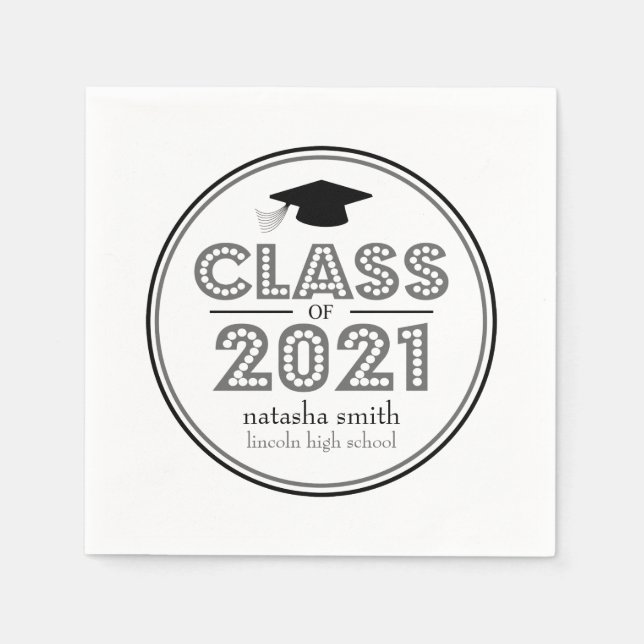 Class Of 2021 Graduation Napkins (Dark Gray) (Front)