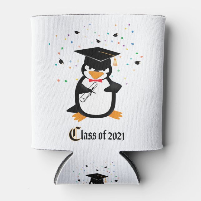 Class of 2021 Graduation Penguin Can Cooler (Front)