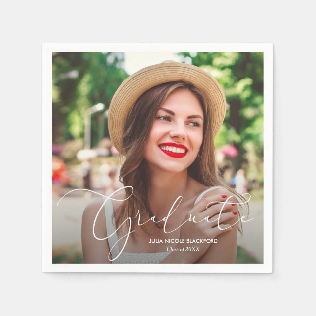 Class of 2021 Graduation Photo Personalized Napkins (Front)