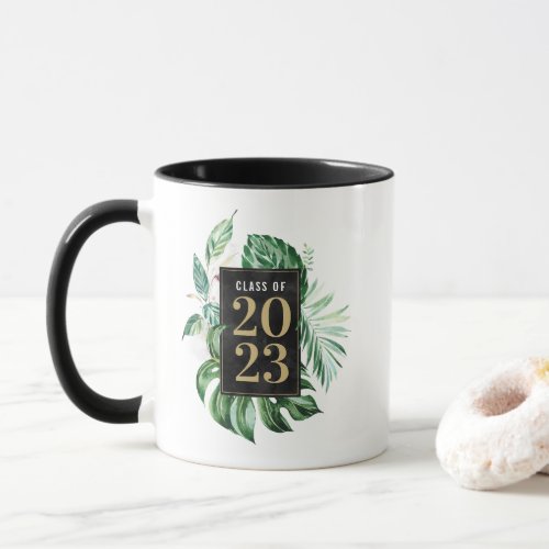 Class of 2021 Green Tropical leaf graduation Mug