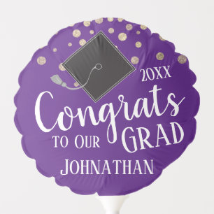 Class of 2021 Name and School purple Balloon