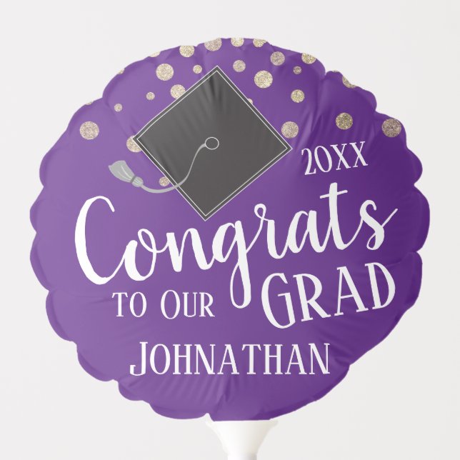 Class of 2021 Name and School purple Balloon (Front)
