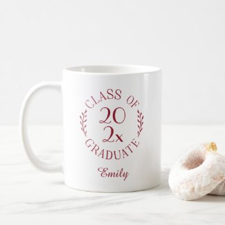 Class of 2021 Name Burgundy Typography Graduation Coffee Mug