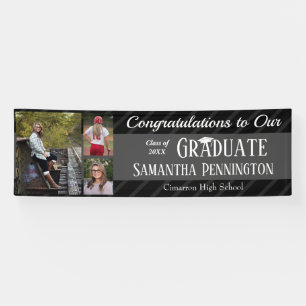 Class of 2021 Photo Collage Black Graduation Banner