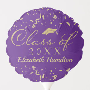 Class Of 2021 Purple And Gold Graduation Party Balloon