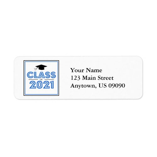 Class Of 2021 Return Address Labels Blue