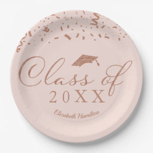 Class Of 2021 Rose Gold Foil Graduation Party Pink Paper Plates