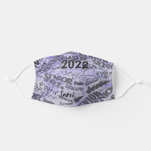 CLASS OF 2021 SENIOR Purple Word Art Adult Cloth Face Mask (Front, Unfolded)