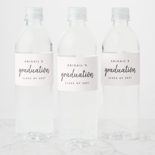 Class of 2021 Simple Chic Graduation Party Water Bottle Label