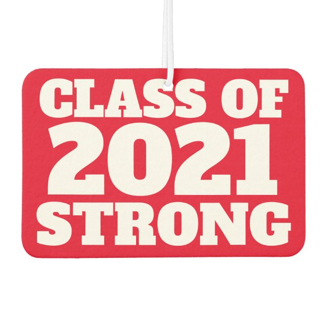 Class of 2021 strong bold red senior air freshener (Front)