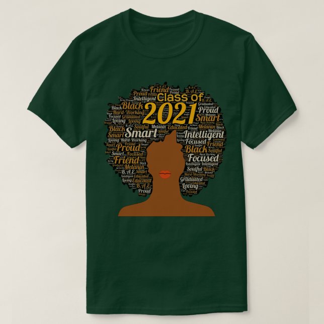 Class of 2021 Words in Afro Art T-Shirt (Design Front)
