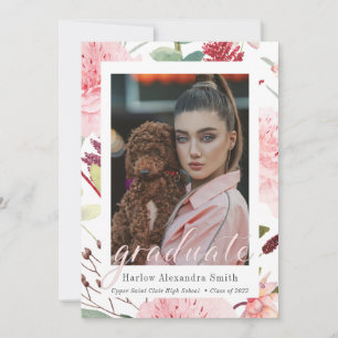 Class of 2022 Blush Floral 2 Photo Graduation Announcement