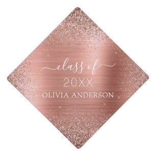 Class of 2022 Blush Pink Glitter Graduate Graduation Cap Topper