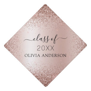 Class of 2022 Blush Pink Glitter Graduate Graduation Cap Topper