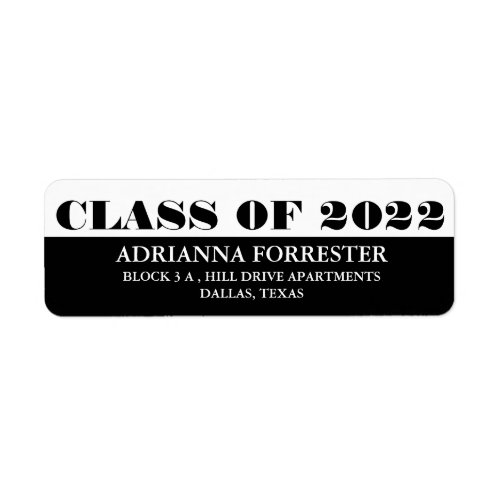 Class of 2022 Bold Graduate Black White Chic  Label