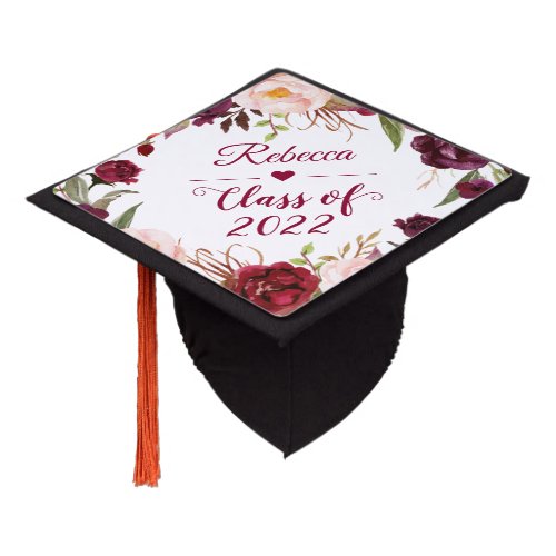 Class of 2022 Burgundy Blush Floral Graduate Graduation Cap Topper - Class of 2022 Burgundy Blush Floral Graduation Hat.
For further customization, please click the "customize further" link and use our design tool to modify this template.