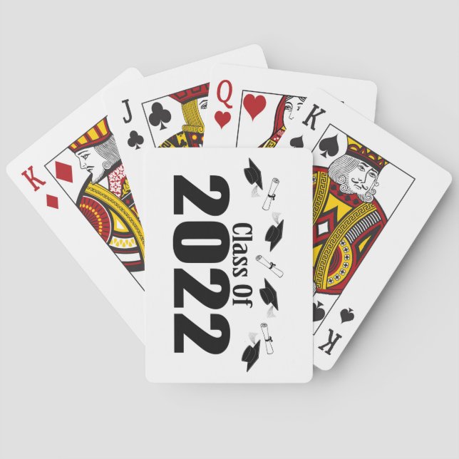 Class Of 2022 Caps And Diplomas (Black) Poker Cards (Back)