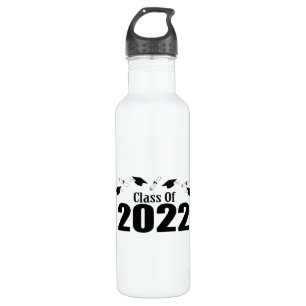 Class Of 2022 Caps And Diplomas (Black) Stainless Steel Water Bottle