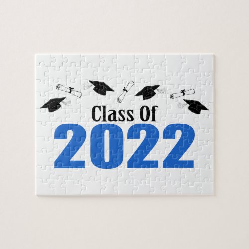 Class Of 2022 Caps And Diplomas Blue Jigsaw Puzzle