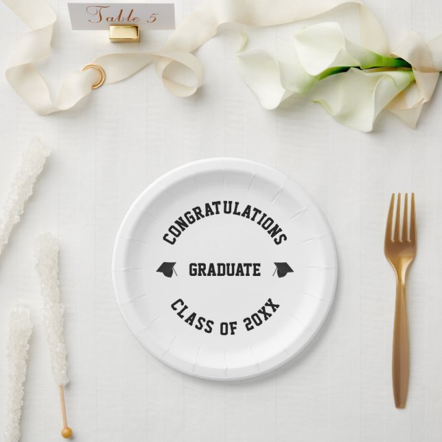 Class of 2022 custom name class year graduation paper plates (Wedding)