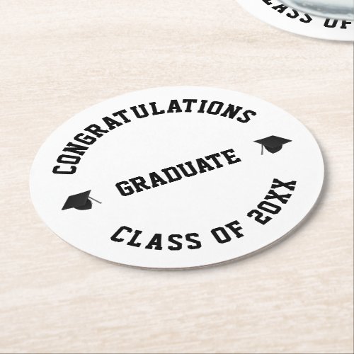 Class of 2022 custom name class year graduation round paper coaster