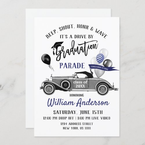 Class of 2022 DRIVE BY Graduation Party Invitation - Class of 2022 DRIVE BY Graduation Party Invitation, drive by, social distancing.