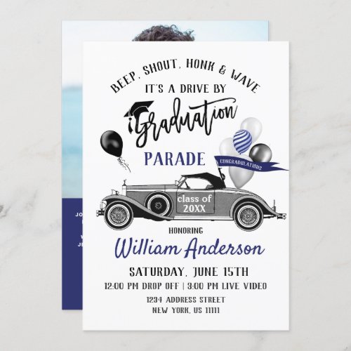 Class of 2022 DRIVE BY PHOTO Graduation Party Invi Invitation - Class of 2022 DRIVE BY Graduation Party Invitation, drive by, social distancing.