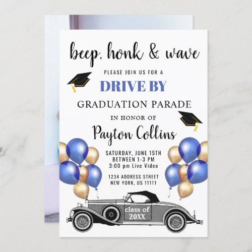 Class of 2022 DRIVE BY PHOTO Graduation Party Invi Invitation - Class of 2022 DRIVE BY Graduation Party Invitation.