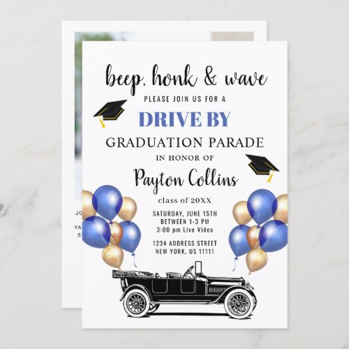 Class of 2022 DRIVE BY PHOTO Graduation Party Invi Invitation - Class of 2022 DRIVE BY Graduation Party Invitation.