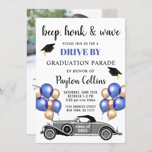 Class of 2022 DRIVE BY PHOTO Graduation Party Invitation - Class of 2022 DRIVE BY Graduation Party Invitation.