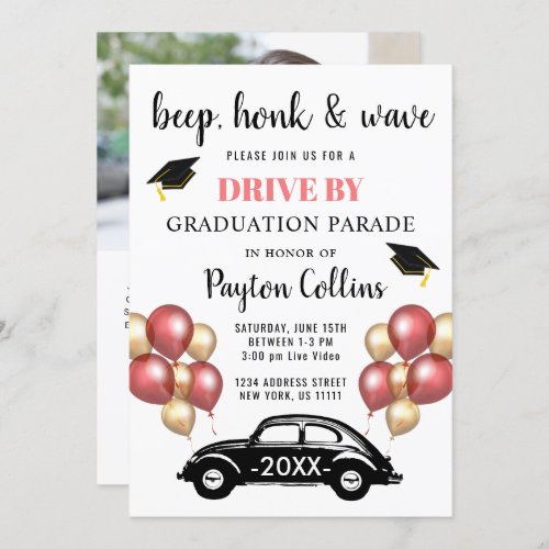 Class of 2022 DRIVE BY PHOTO Graduation Party Invitation - Class of 2022 DRIVE BY Graduation Party Invitation.