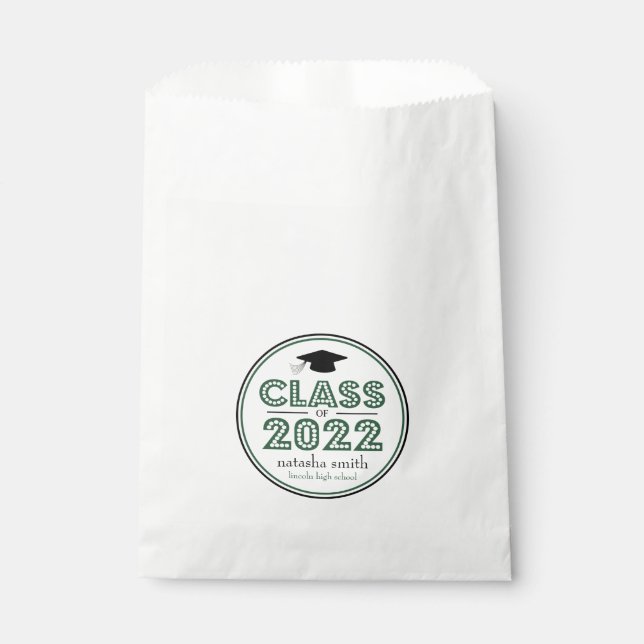 Class Of 2022 Favor Bags (Emerald Green In Lights) (Front)