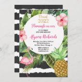 Class of 2022 Flamingo tropical graduation party Invitation (Front/Back)