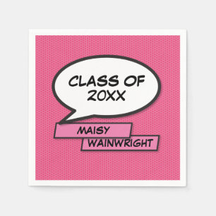 Class of 2022 Girly Pink Graduation Party Fun Napkins