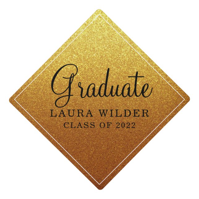 Class Of 2022 Gold Glitter  Graduation Cap Topper (Front)