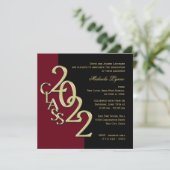 Class of 2022 Grad Burgundy and Gold Graduation Invitation (Standing Front)