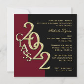 Class of 2022 Grad Burgundy and Gold Graduation Invitation (Front)