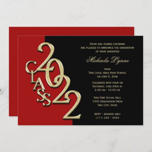 Class of 2022 Grad Gold with Color Option Invitation