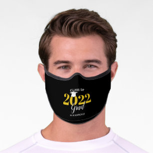 Class of 2022 Graduate Modern Black & Gold  Premium Face Mask