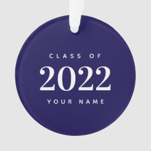 Class of 2022 Graduation Blue and White Christmas Ornament