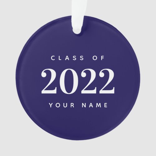 Class of 2022 Graduation Blue and White Christmas Ornament